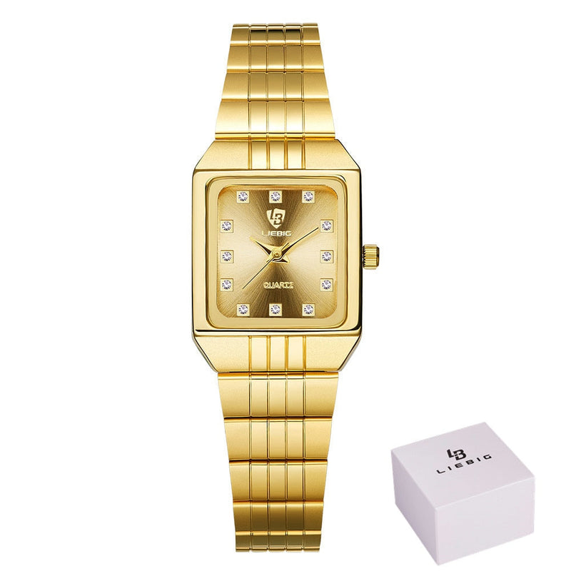 Relógio De Pulso Feminino Aço Inoxidável Dourado