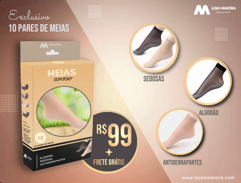 Compre 5 LEVE 10 Pares de Meias de Algodão Sedosas +BRINDES ESPECIAIS